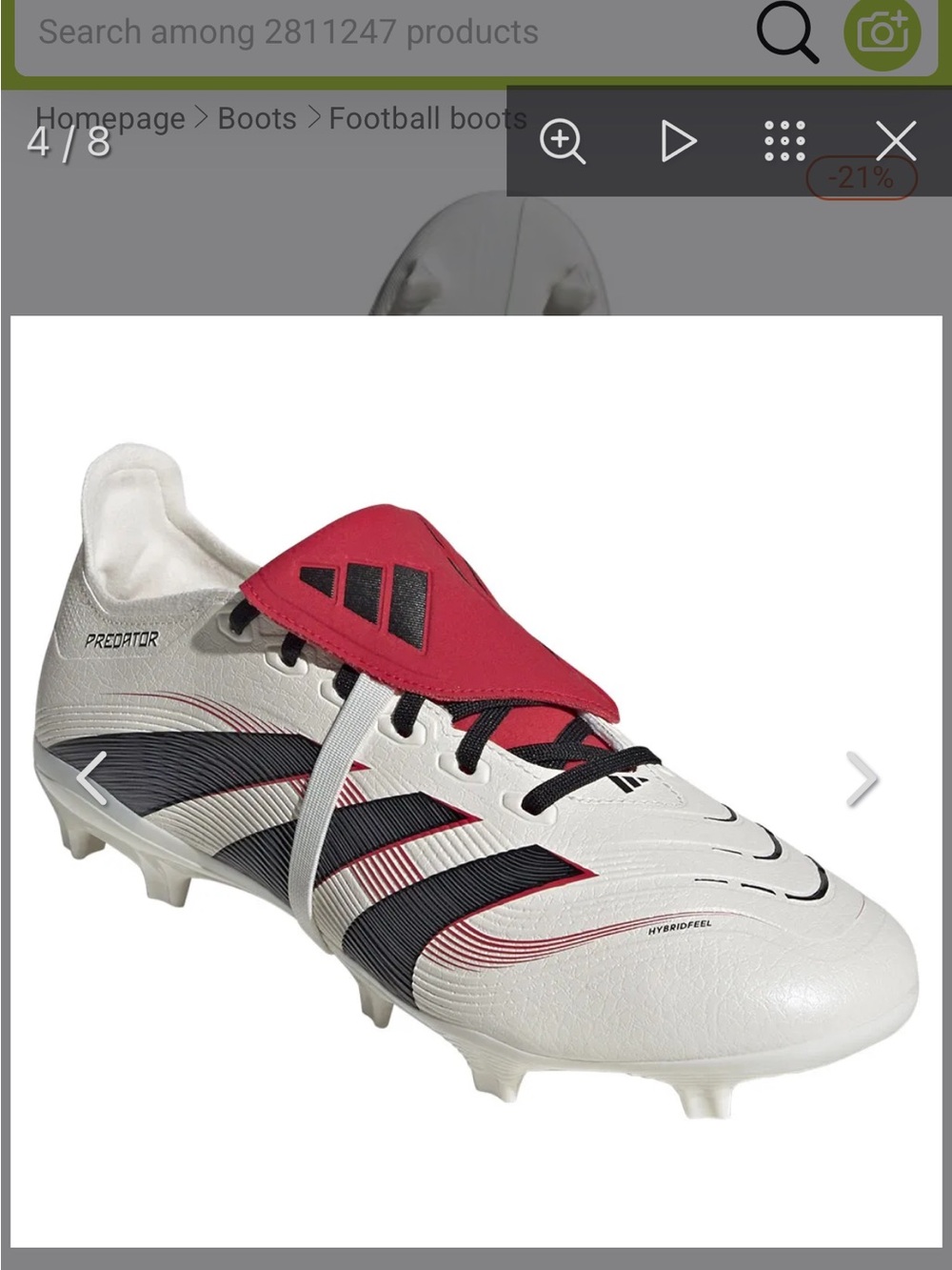 adidas White Soccer Cleats with Black Stripes and Red Lace Cover